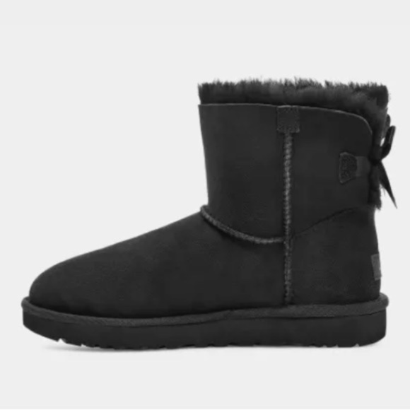 UGG sz 5 mini Bailey bow black suede bow tie boots - Picture 14 of 15